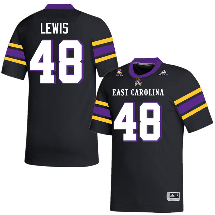 #48 Landon Lewis East Carolina Pirates College Football Jersey Stitched-Black #48 Landon Lewis East Carolina Pirates College Football Jersey Stitched-Black